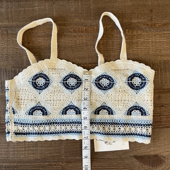 Rebellion Again Crochet Lace Blue Pattern Halter - Picture 6 of 8